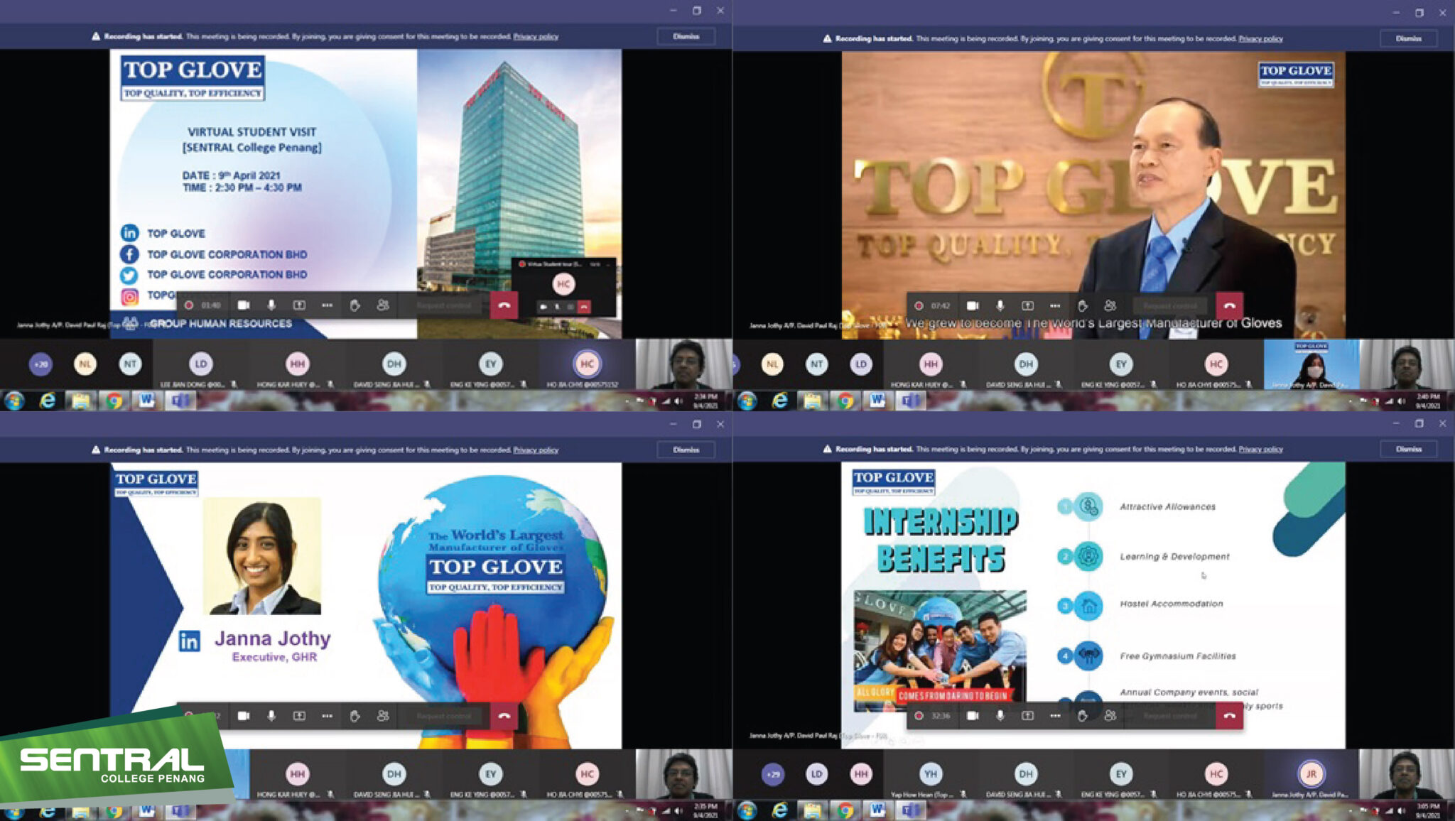 Career Sharing Session with Top Glove SENTRAL College Penang